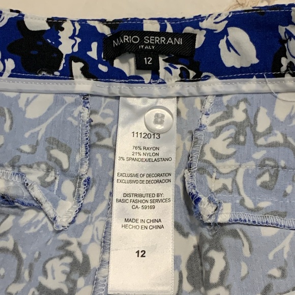 Mario Serrani Italy Comfort Stretch Shorts Blue Wh Black Size 12 Mint Condition - Picture 2 of 6